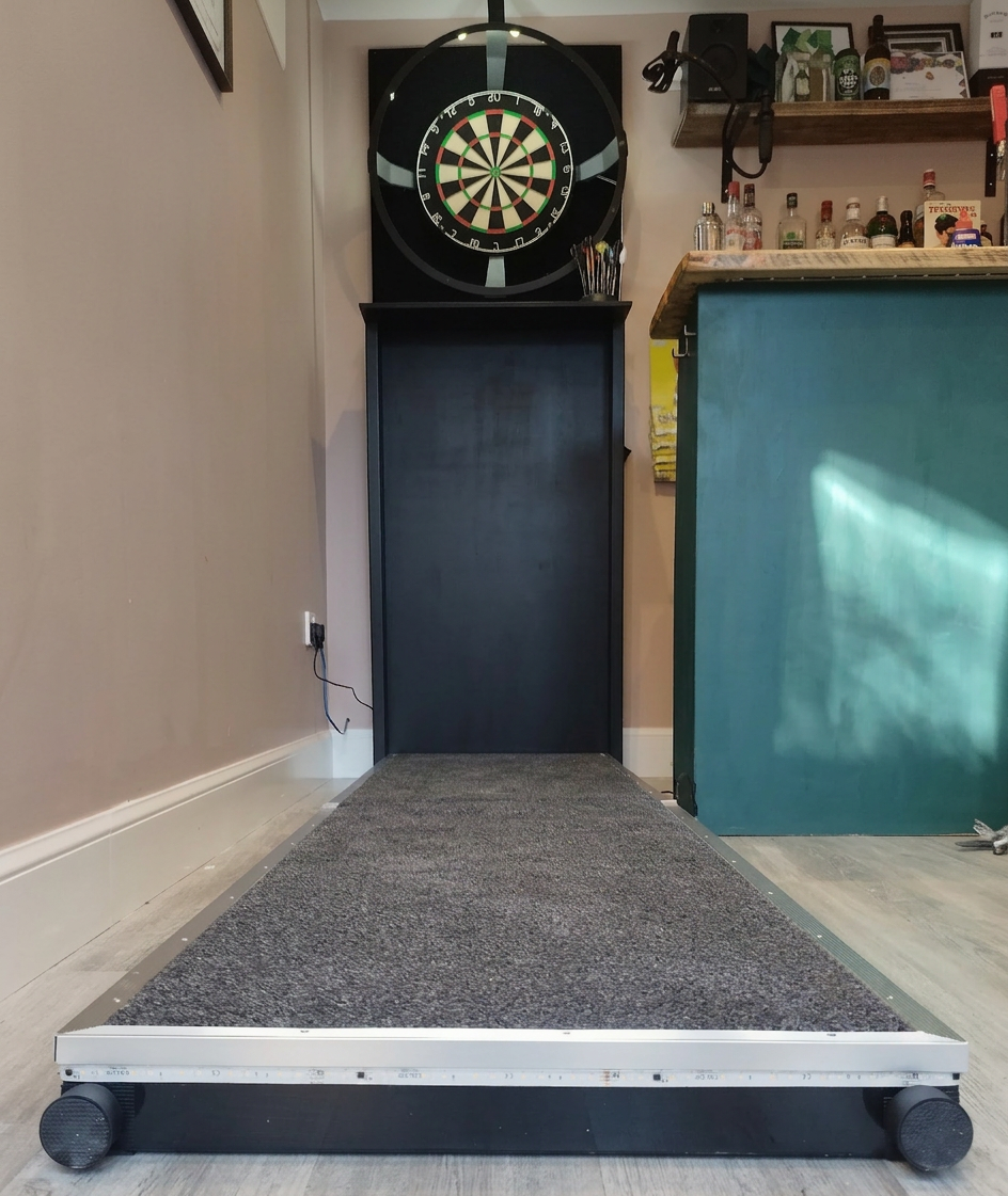 Integrated Wall-Mounted Darts Oche - Handmade Foldable Design