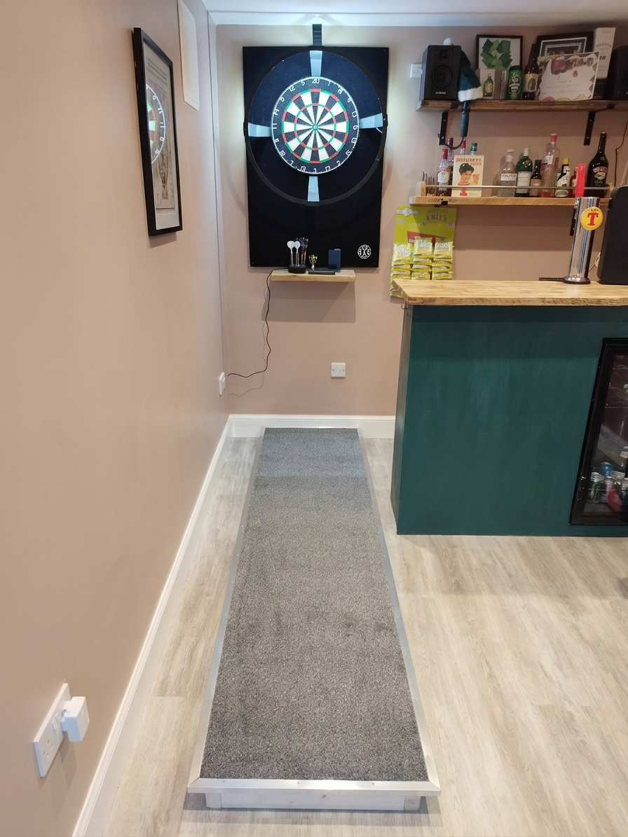 Handmade Raised Darts Oche - Foldable Solid Wood Design