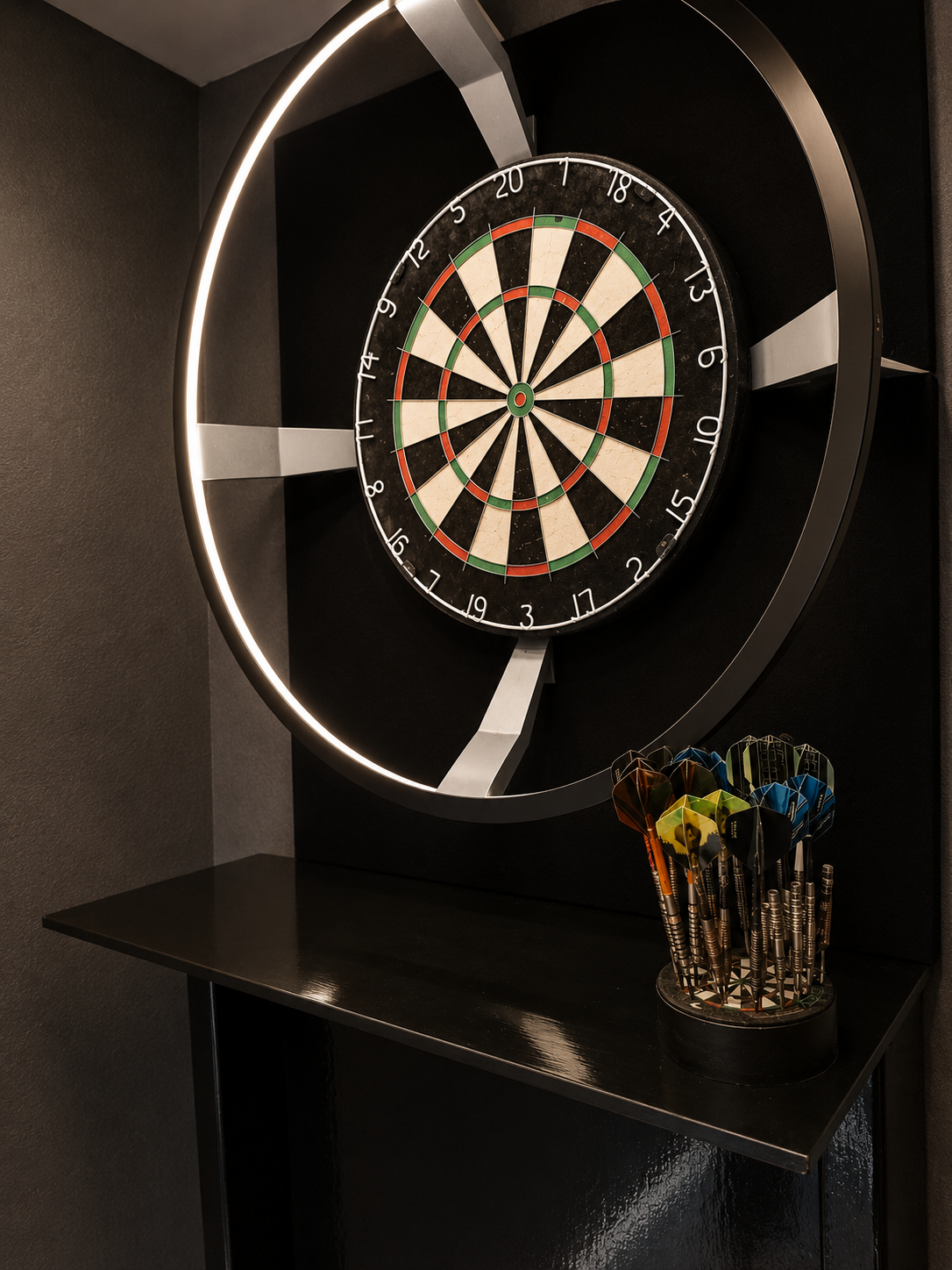 Integrated Wall-Mounted Darts Oche - Handmade Foldable Design