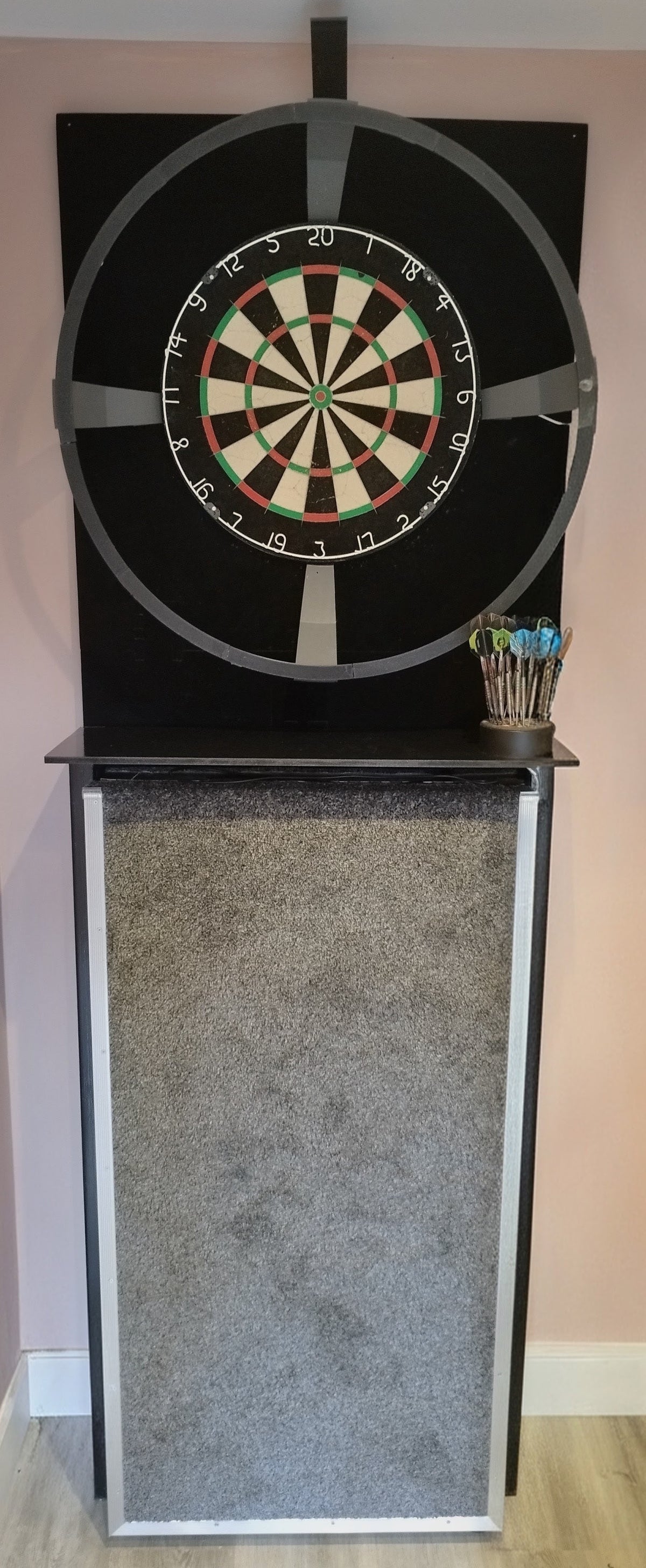 Integrated Wall-Mounted Darts Oche - Handmade Foldable Design